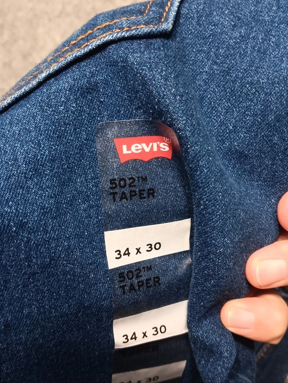 Levis 502 Jeans Mens 34x30 Blue Taper Fit Dark Wash Stretch Denim Preppy NEW